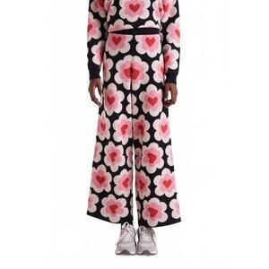 NEW COMPANIA FANTASTICA sweet heart knit trouser in pink/ black
